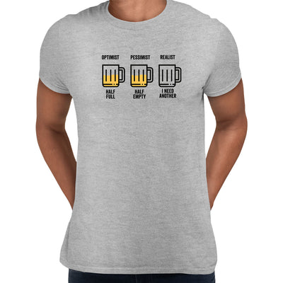 Optimist Pessimist Realist Mens Funny T-Shirt Novelty Joke T-Shirt Rude Gift Him Dad Birthday Slogan Unisex T-Shirt - Kuzi Tees