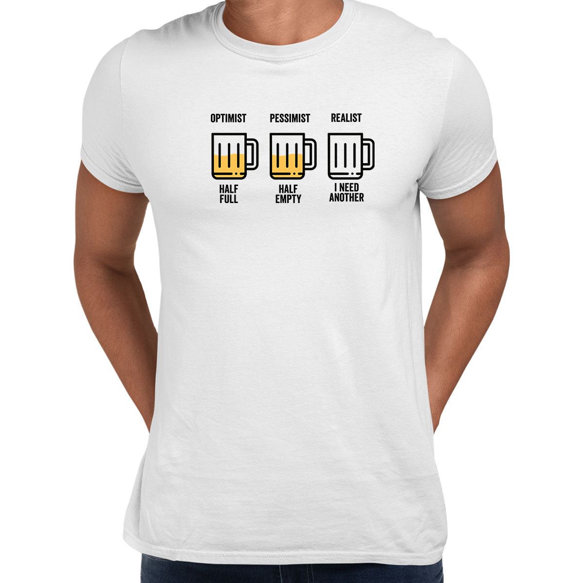 Optimist Pessimist Realist Mens Funny T-Shirt Novelty Joke T-Shirt Rude Gift Him Dad Birthday Slogan Unisex T-Shirt - Kuzi Tees