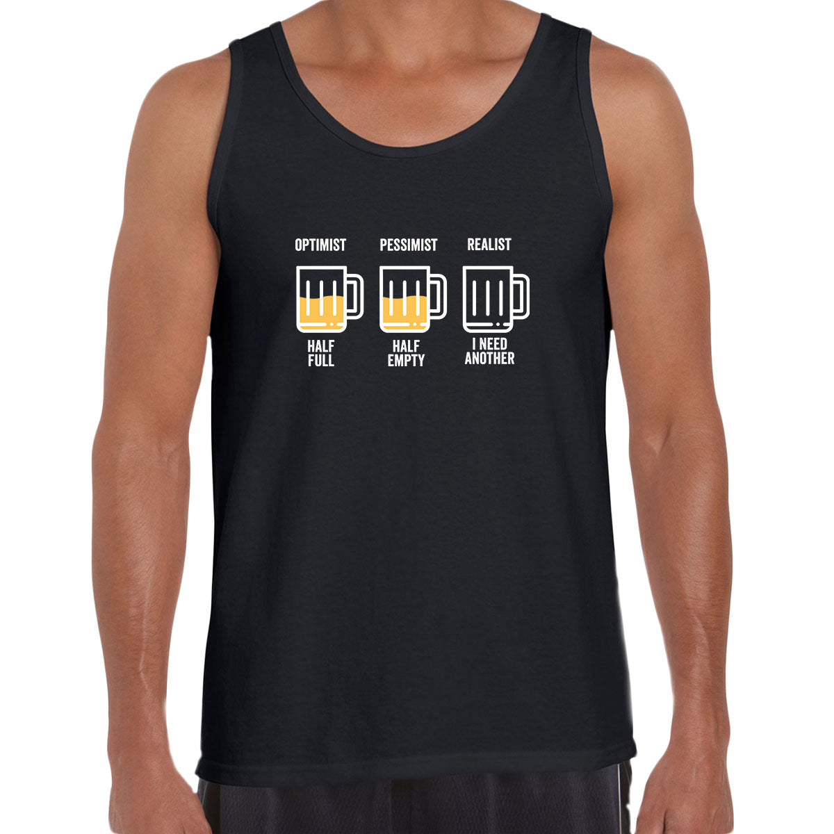 Optimist Pessimist Realist Funny Tee Novelty Joke Rude Gift Him Dad Birthday Slogan Unisex Tank Top - Kuzi Tees