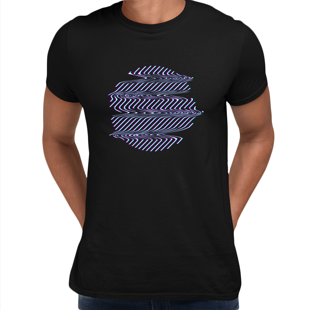 Retrofuturistic Sphere Shape with Glitch & Defect Effects Design Unisex T-shirt - Kuzi Tees