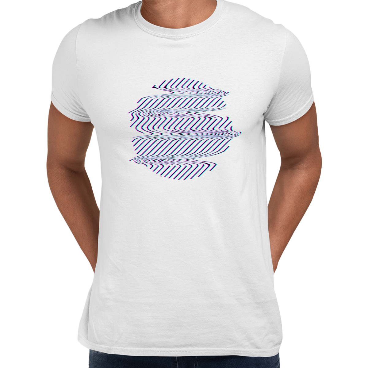 Retrofuturistic Sphere Shape with Glitch & Defect Effects Design Unisex T-shirt - Kuzi Tees
