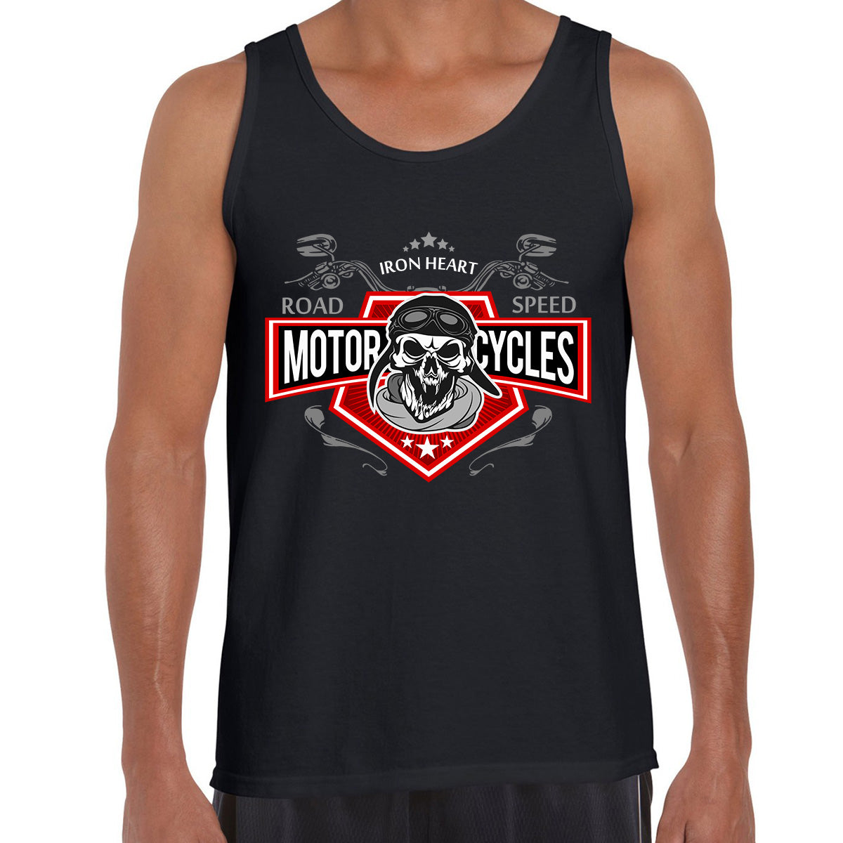 Vintage Biker Tank Top Skull  prints Emblems - Kuzi Tees