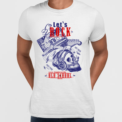 Retro Old Skool - Let's Rock Skull & Guitar - Kuzi Tees