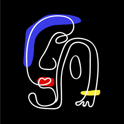Old Skool Minimalist One Line Abstract Abstract Portrait Two - Kuzi Tees