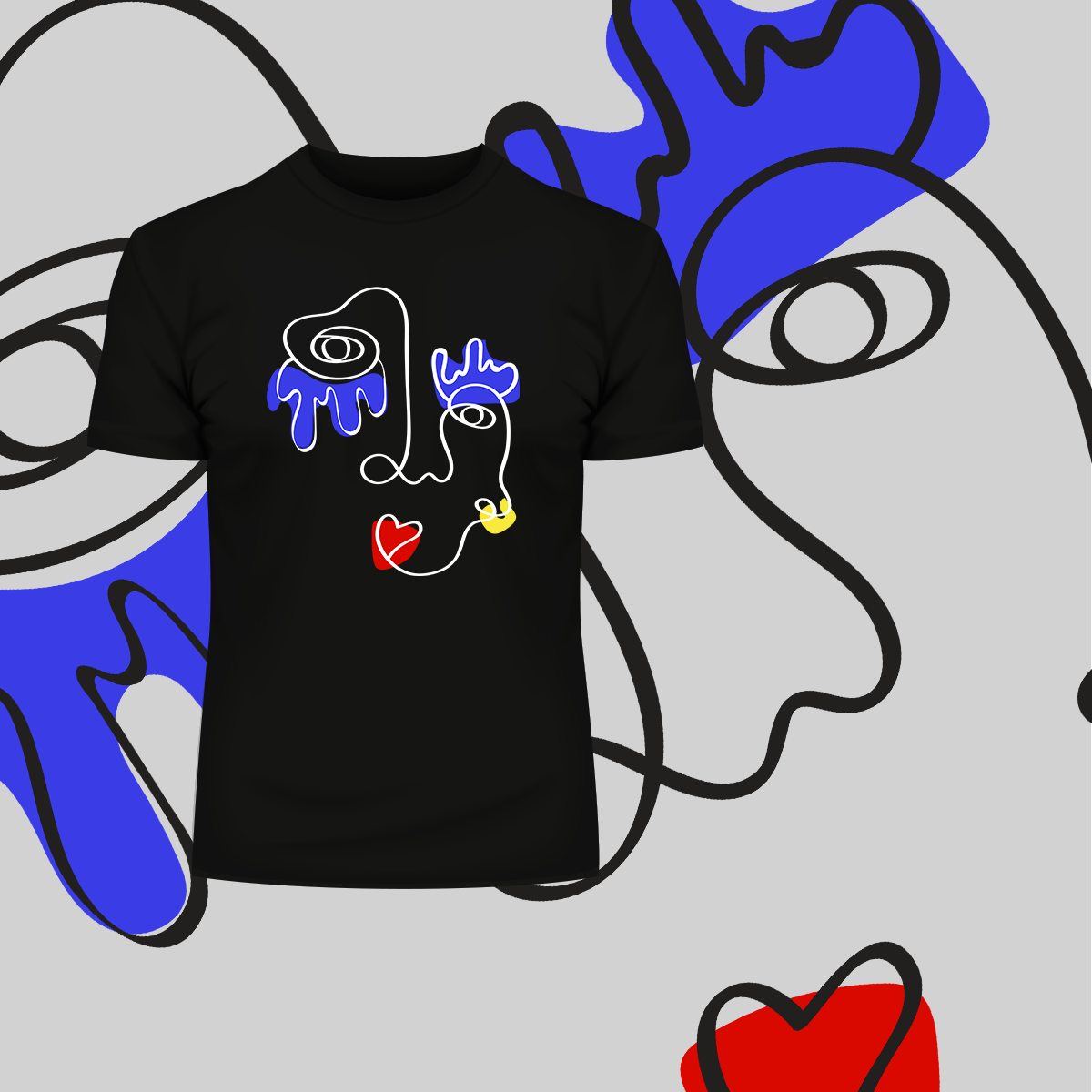 Old Skool Minimalist One Line Abstract Abstract Portrait One - Kuzi Tees