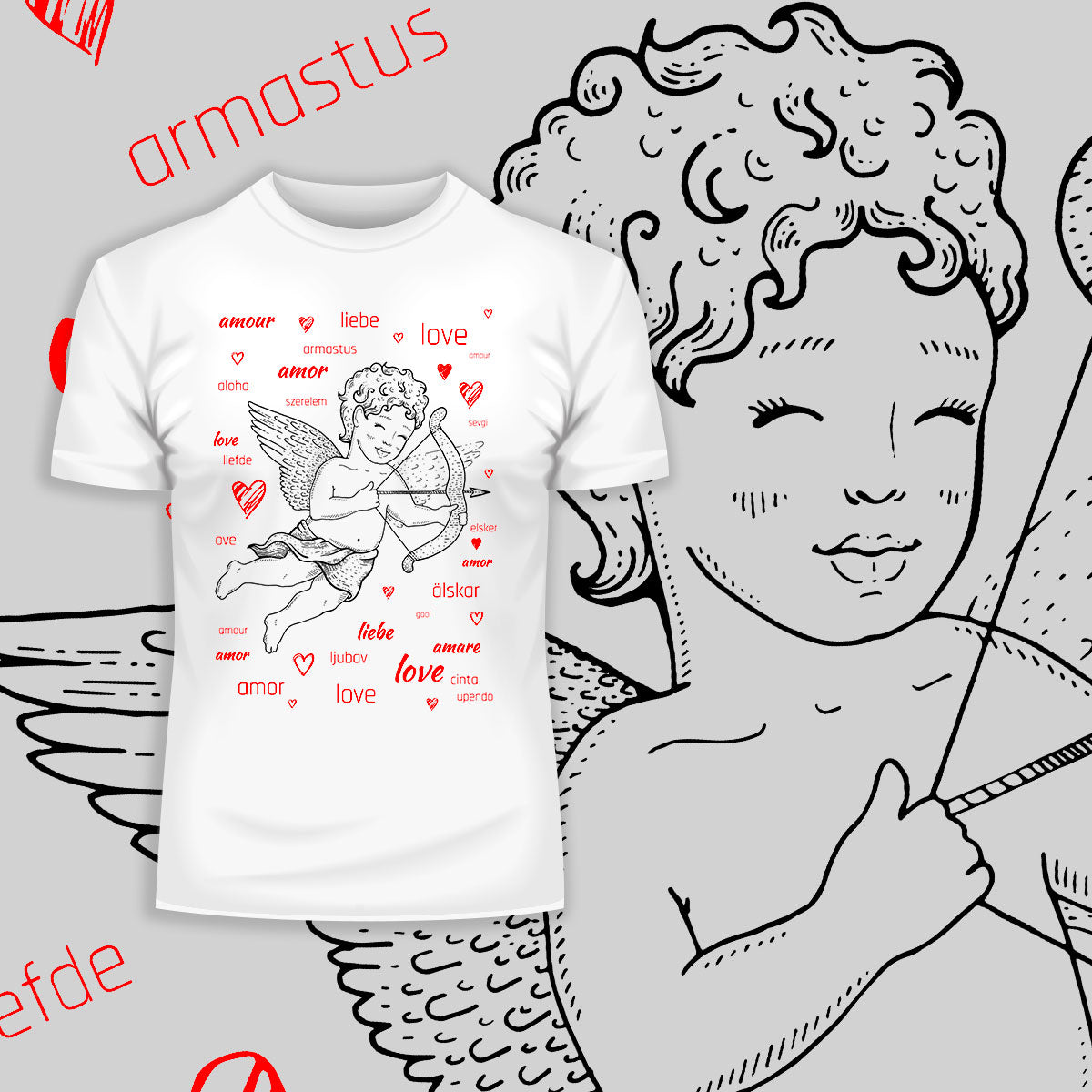 Love angel Amor doing his job - valentine's day T-shirt edition - Kuzi Tees