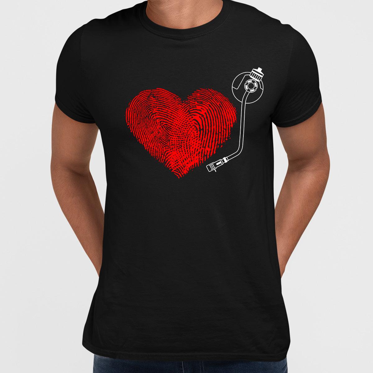 Fingerprint heart love music Valentines unisex T-shirt edition - Kuzi Tees