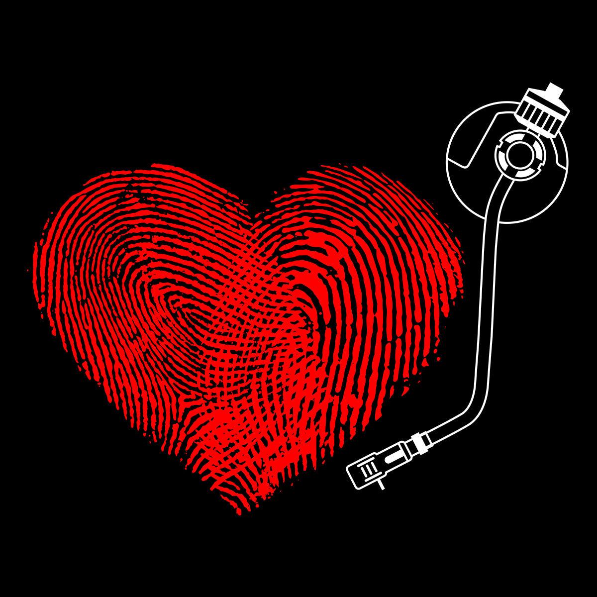 Fingerprint heart love music Valentines unisex T-shirt edition - Kuzi Tees