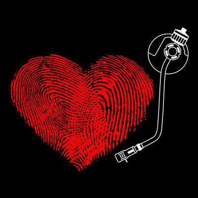 Fingerprint heart love music Valentines unisex T-shirt edition - Kuzi Tees