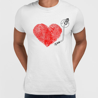 Fingerprint heart love music Valentines unisex T-shirt edition - Kuzi Tees