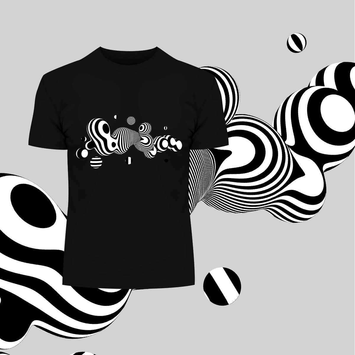 3D Fluid Abstract Zebra Bubble T-shirt Unique Design T-shirt - Kuzi Tees