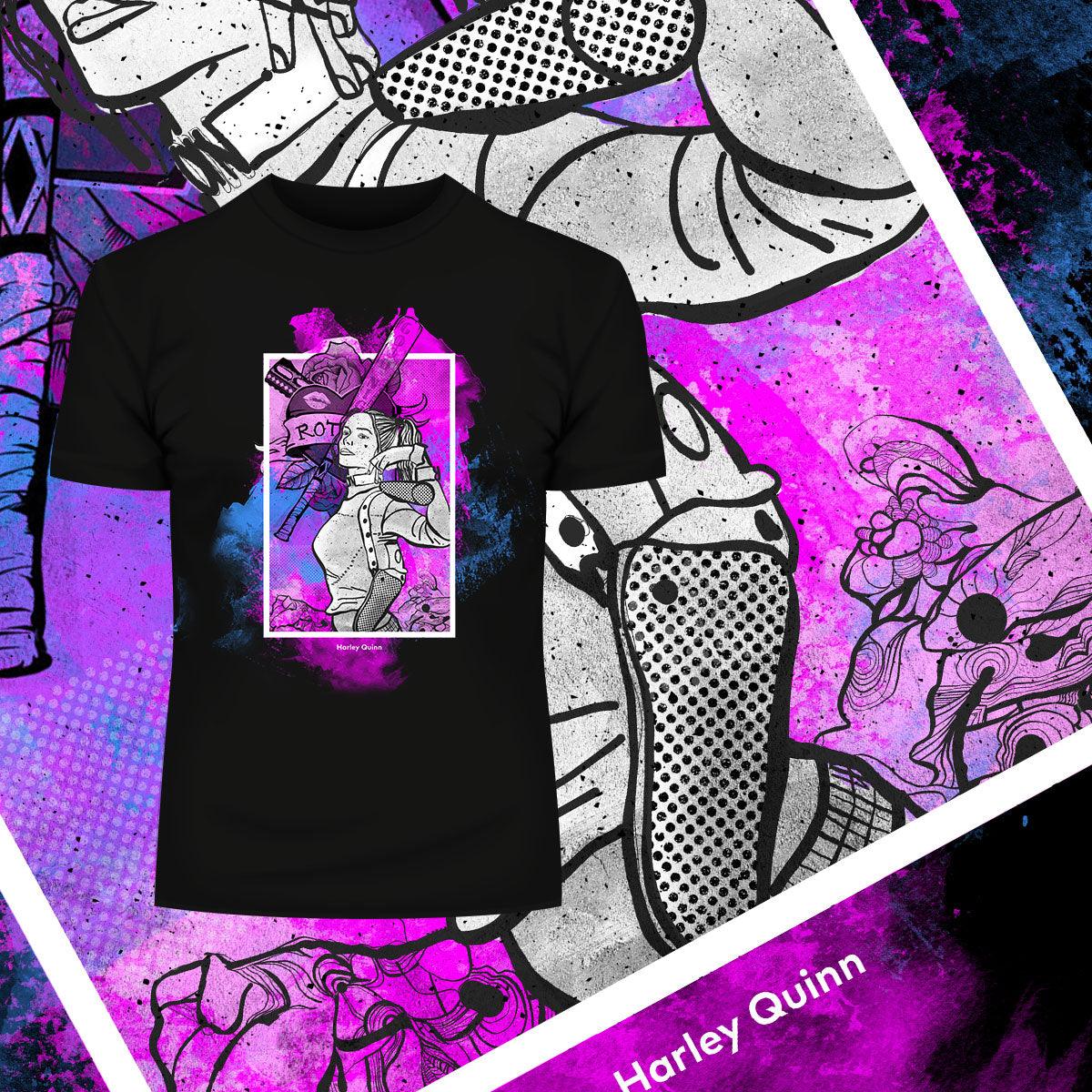 Harley Quinn Portrait With Baseball Bat T-Shirt - Kuzi Tees