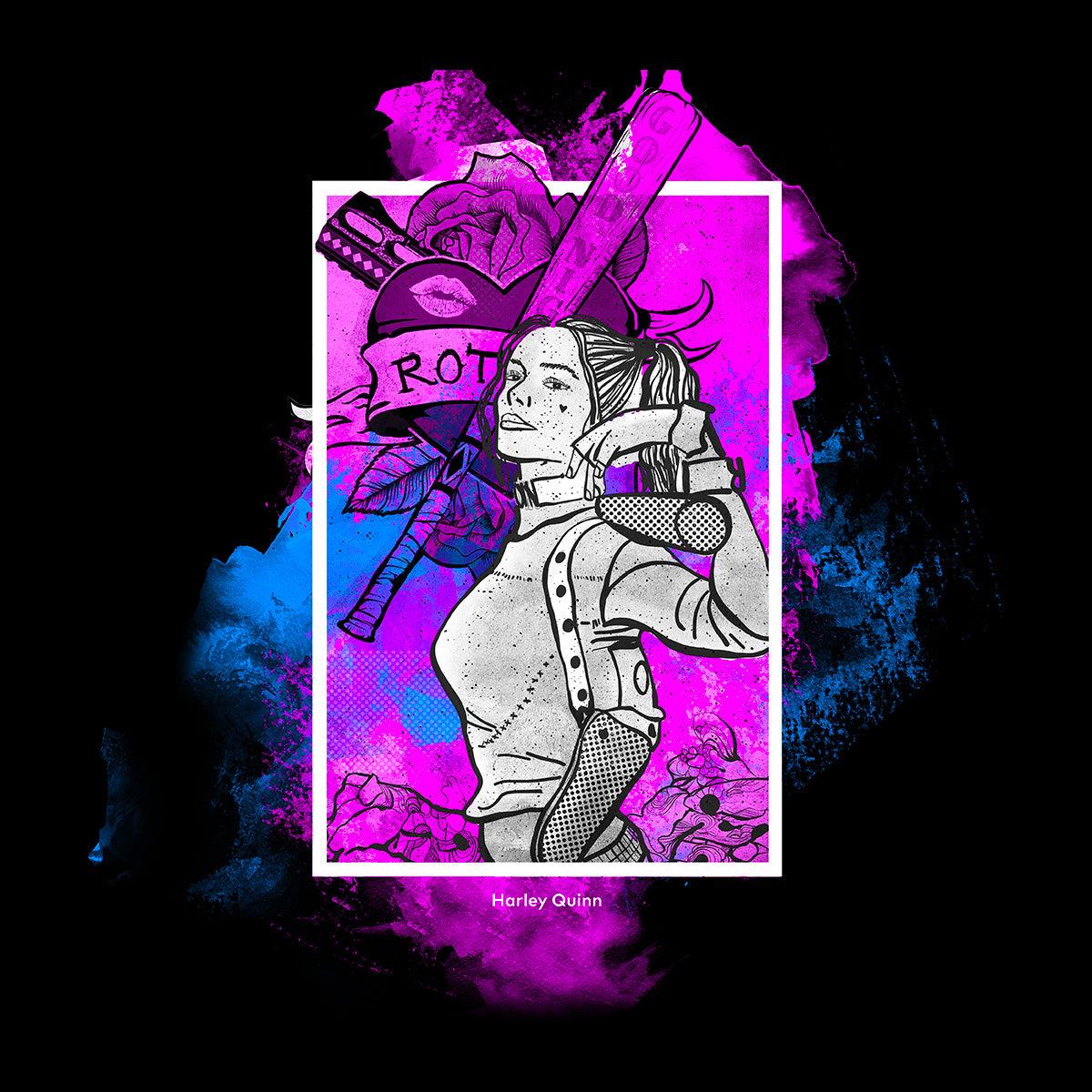 Harley Quinn Portrait With Baseball Bat T-Shirt - Kuzi Tees