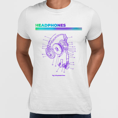 Retro Headphones Exploded View Old Fashion Old Skool - Kuzi Tees