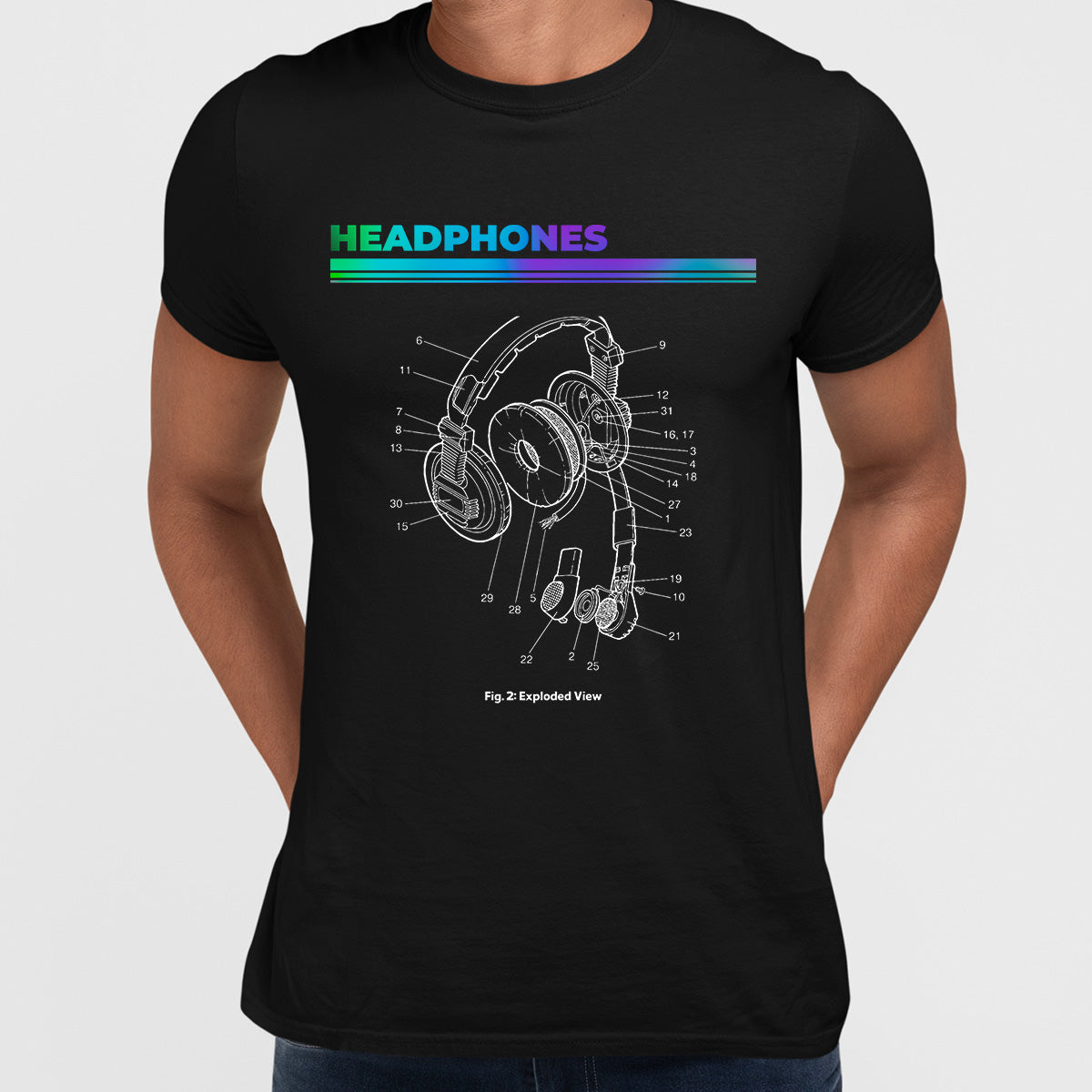 Retro Headphones Exploded View Old Fashion Old Skool - Kuzi Tees