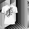 Linear striped abstract 3D dimensional retro style graphic element T-shirt with cubes Three - Kuzi Tees