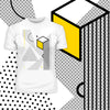 Retro Nemphis Geometric Elements Yellow & Black Abstract T-shirt - Kuzi Tees