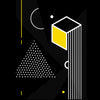 Retro Nemphis Geometric Elements Yellow & Black Abstract T-shirt - Kuzi Tees