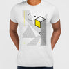 Retro Nemphis Geometric Elements Yellow & Black Abstract T-shirt - Kuzi Tees