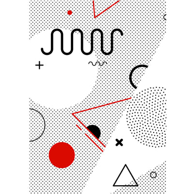 Retro Nemphis Geometric Shape Elements Red & Black Abstract T-shirt - Kuzi Tees