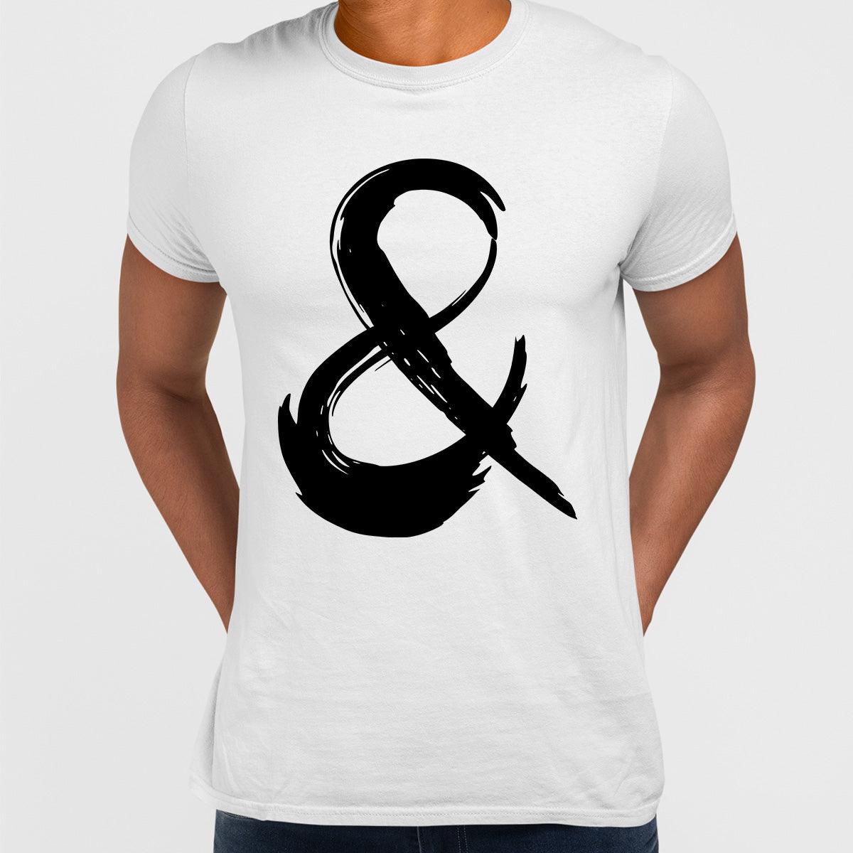 Abstract Ampersand Sign Black & White Unique Brush Stroke Art T-shirt - Kuzi Tees