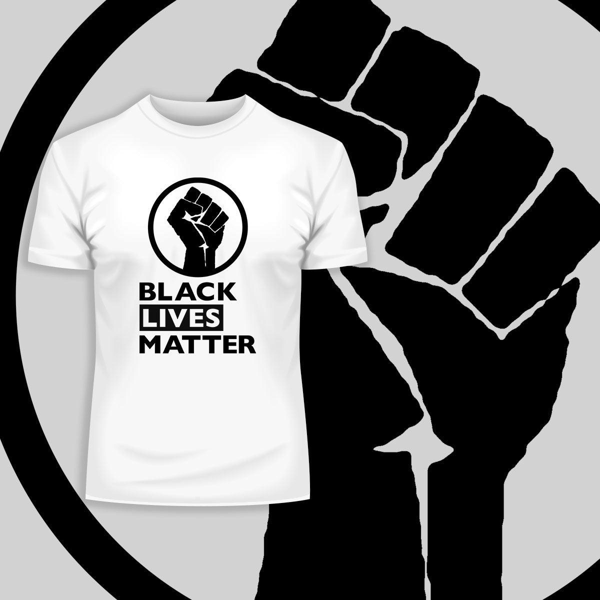 Black Lives Matter Logo Black, White & Grey T-Shirt - Kuzi Tees