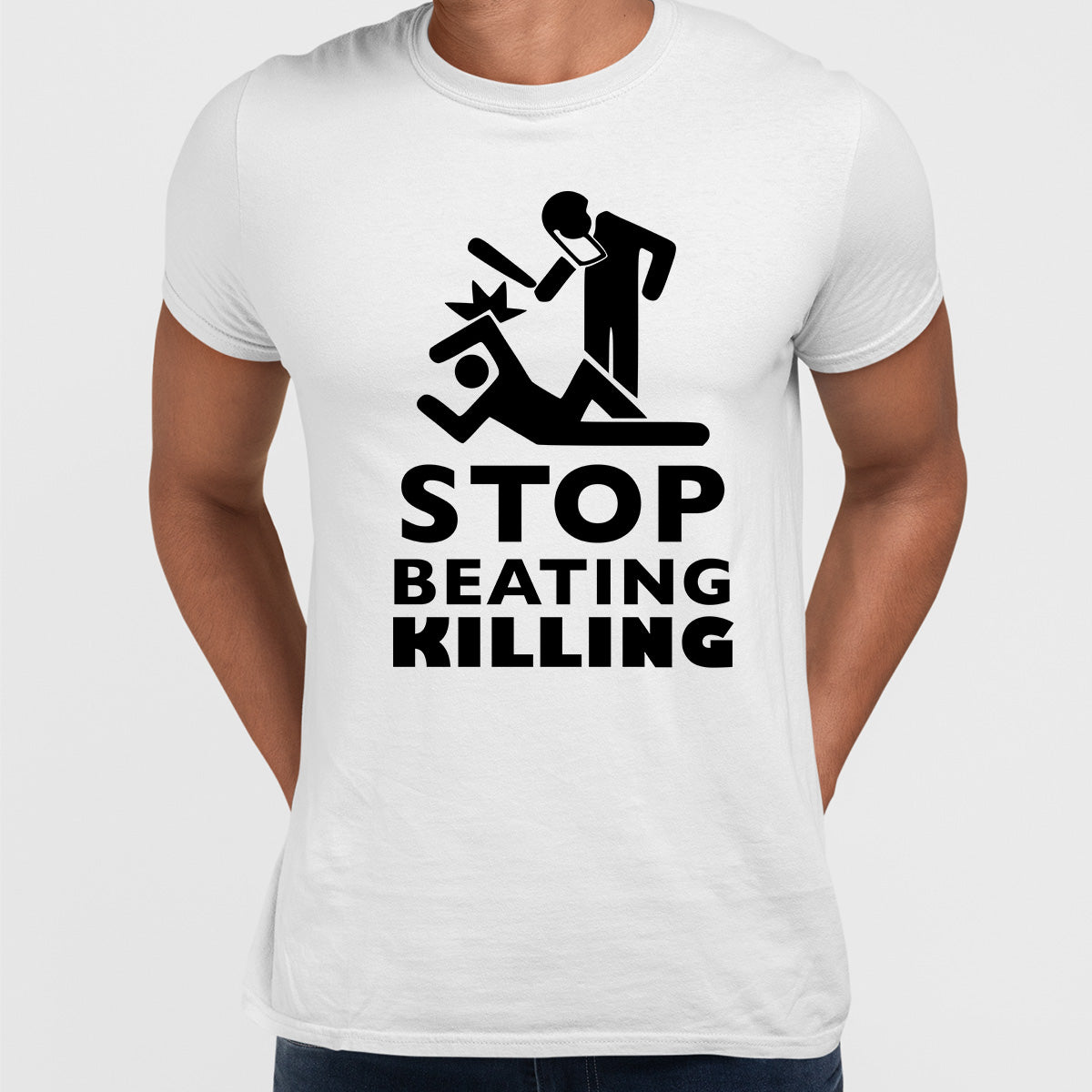 Stop beating killing Black lives matter Black, White & Grey T-Shirt - Kuzi Tees
