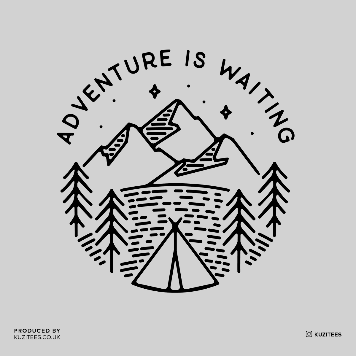 Adventure is Waiting Outdoor Minimal Line Drawing Tee - Kuzi Tees