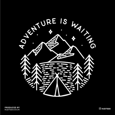 Adventure is Waiting Outdoor Minimal Line Drawing Tee - Kuzi Tees