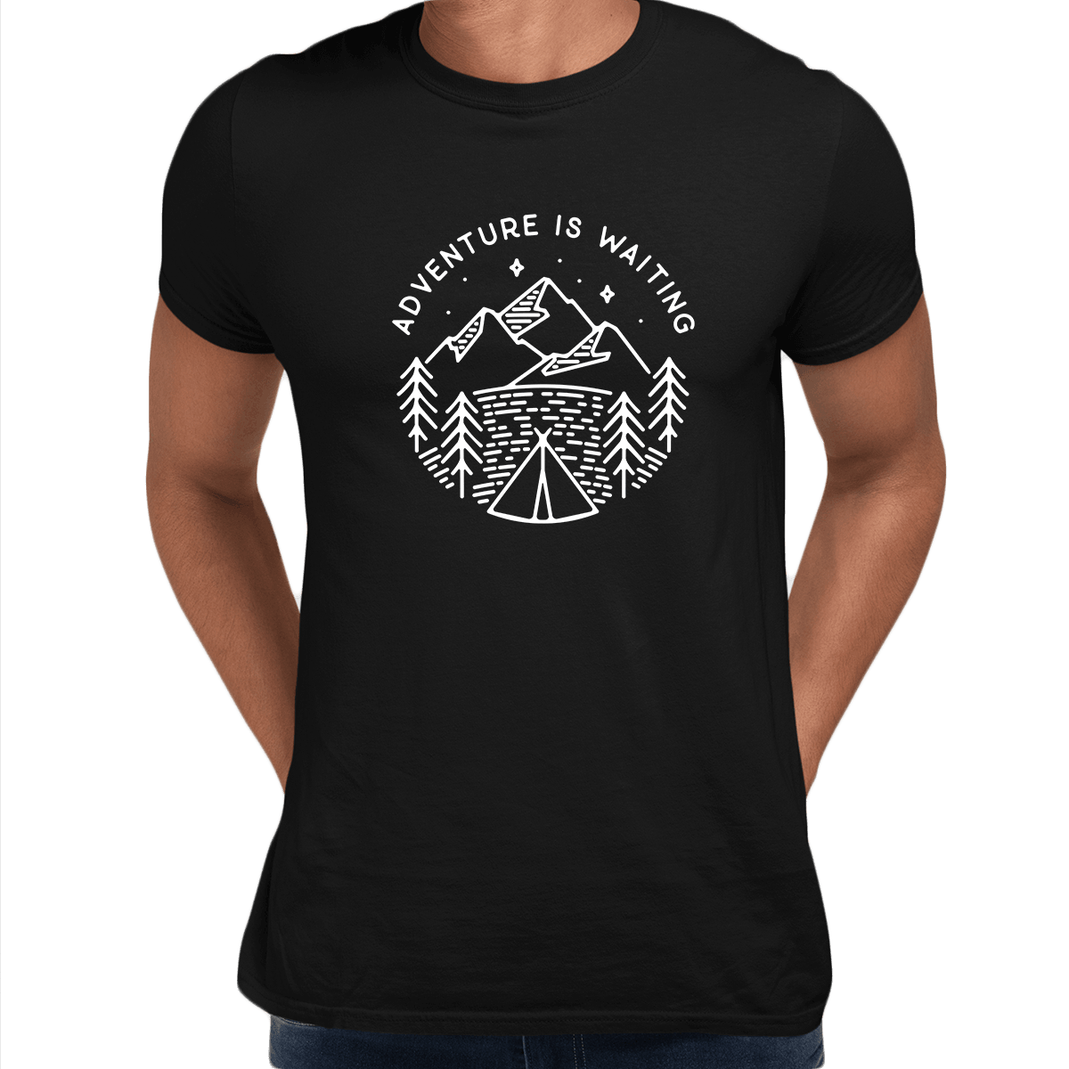Adventure is Waiting Outdoor Minimal Line Drawing Tee - Kuzi Tees