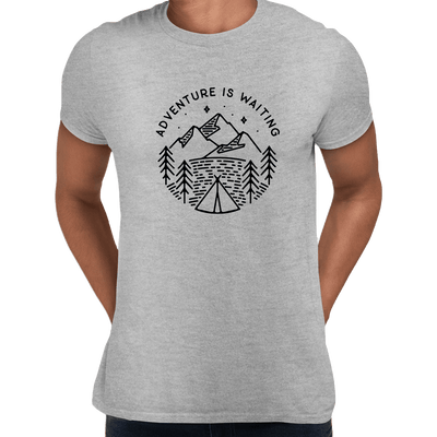 Adventure is Waiting Outdoor Minimal Line Drawing Tee - Kuzi Tees