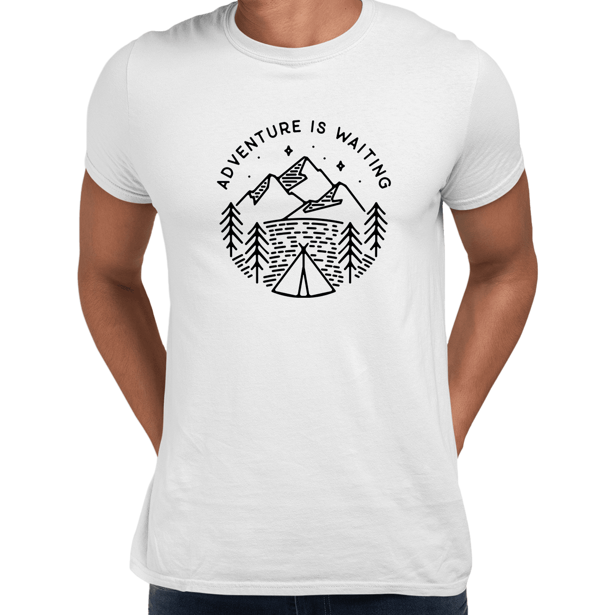 Adventure is Waiting Outdoor Minimal Line Drawing Tee - Kuzi Tees