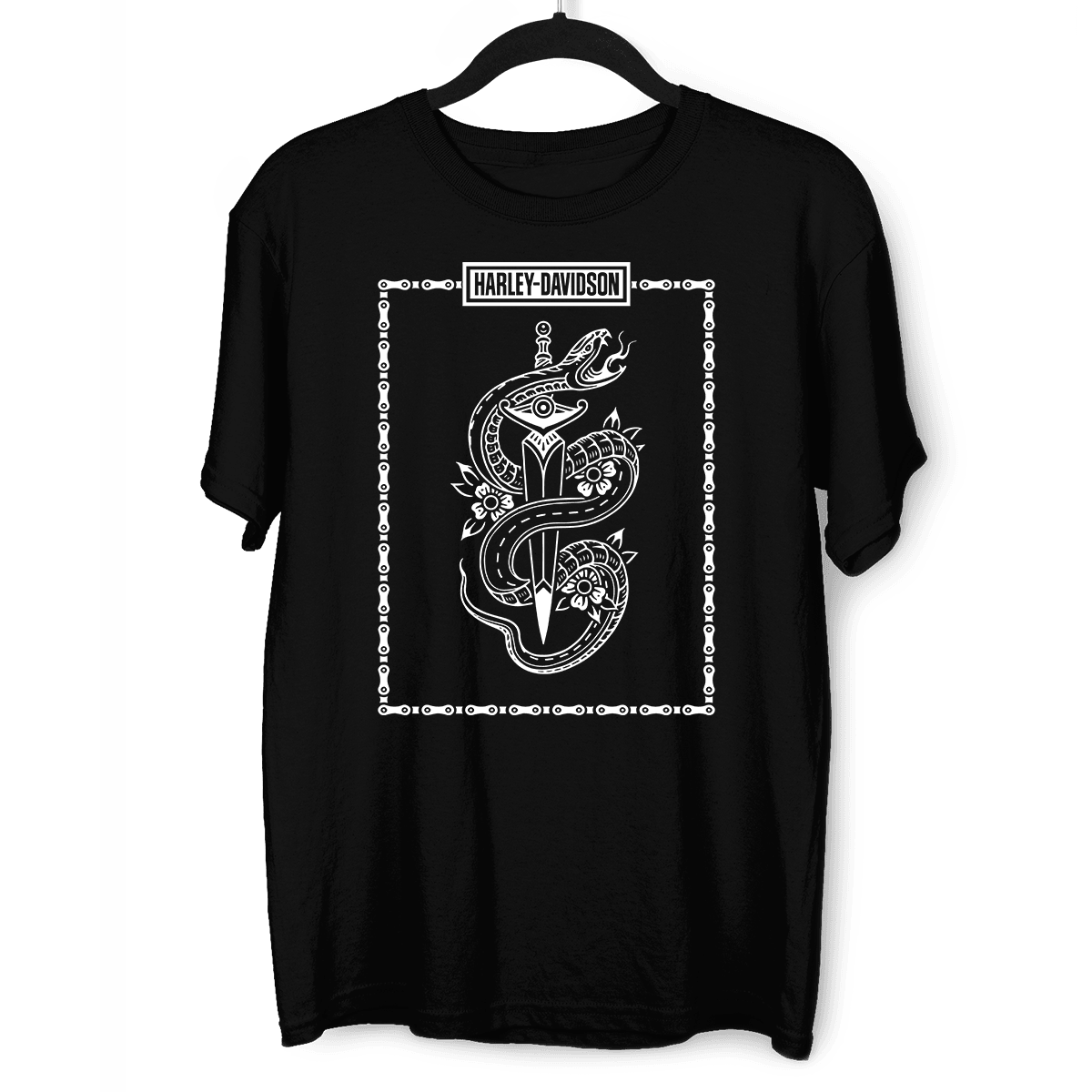 Harley Davidson Snake Highway Motorcycle Road Trip Crew Neck T-shirt - Kuzi Tees