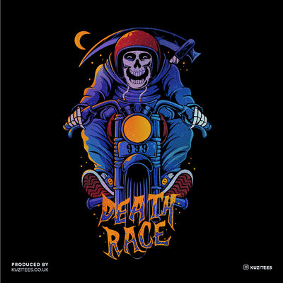 Death Skull Harley Davidson Motorbike Racer T-Shirt & Tank Top - Kuzi Tees