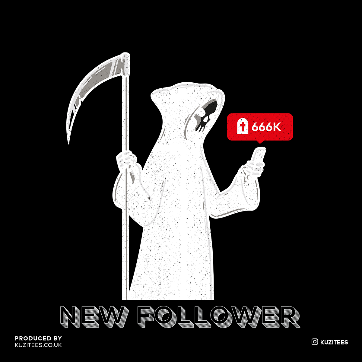 New Social Media Follower Death From a Scythe Crew Neck T-Shirt - Kuzi Tees