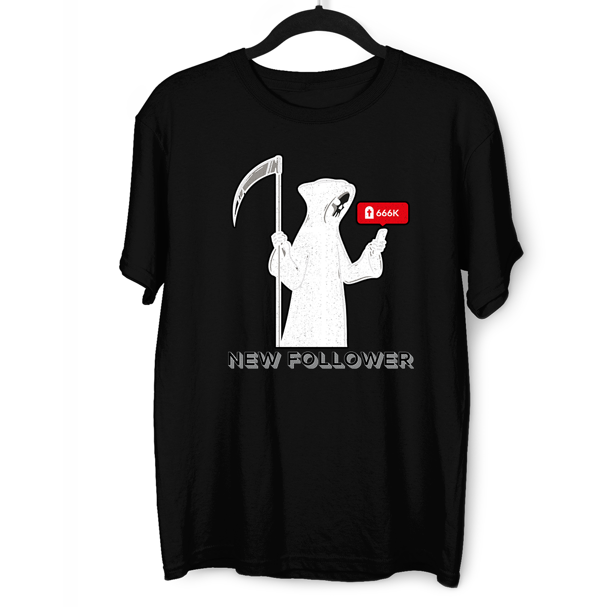 New Social Media Follower Death From a Scythe Crew Neck T-Shirt - Kuzi Tees