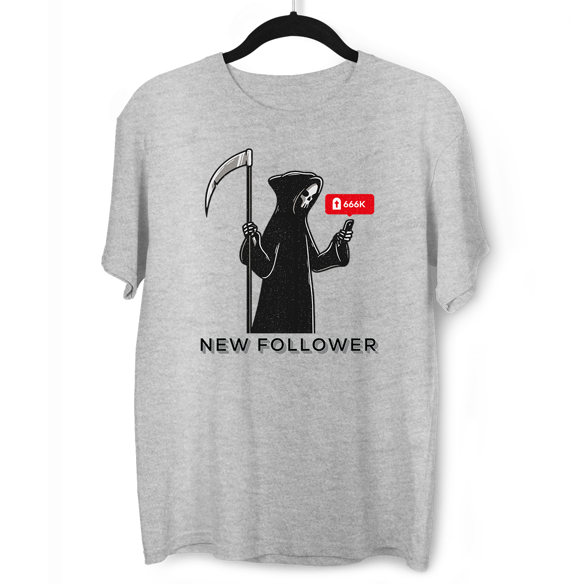 New Social Media Follower Death From a Scythe Crew Neck T-Shirt - Kuzi Tees