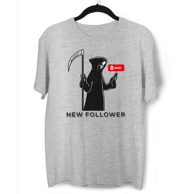 New Social Media Follower Death From a Scythe Crew Neck T-Shirt - Kuzi Tees