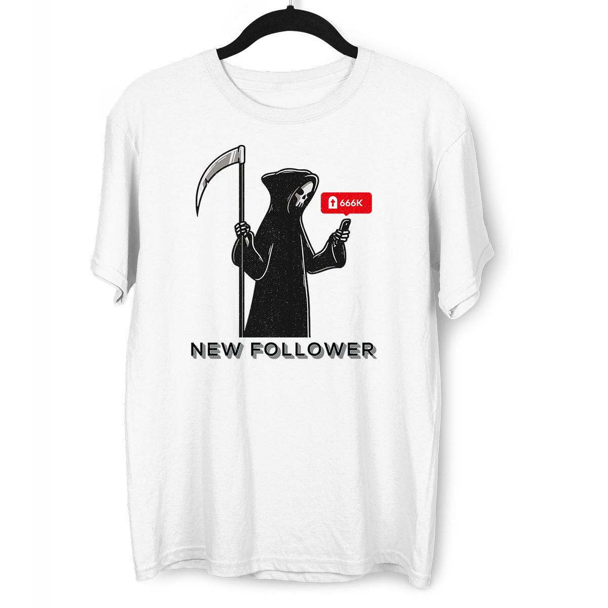 New Social Media Follower Death From a Scythe Crew Neck T-Shirt - Kuzi Tees