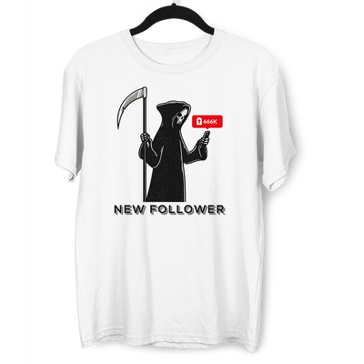 New Social Media Follower Death From a Scythe Crew Neck T-Shirt - Kuzi Tees