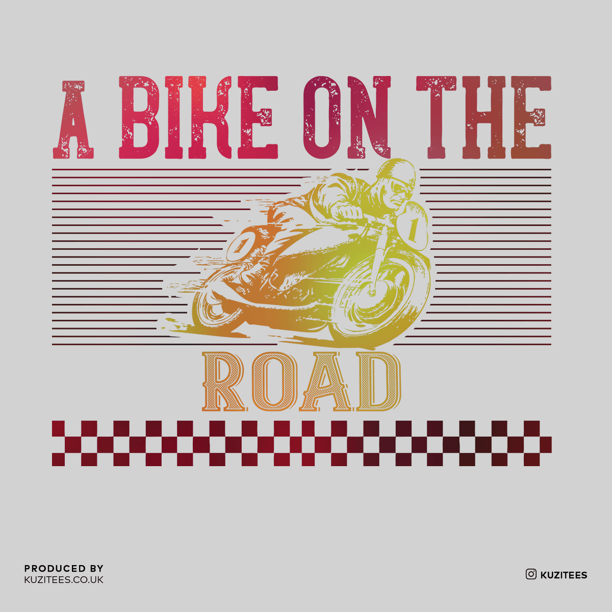 A Bike On The Road Crew Neck T-Shirt For Biking Minds - Kuzi Tees