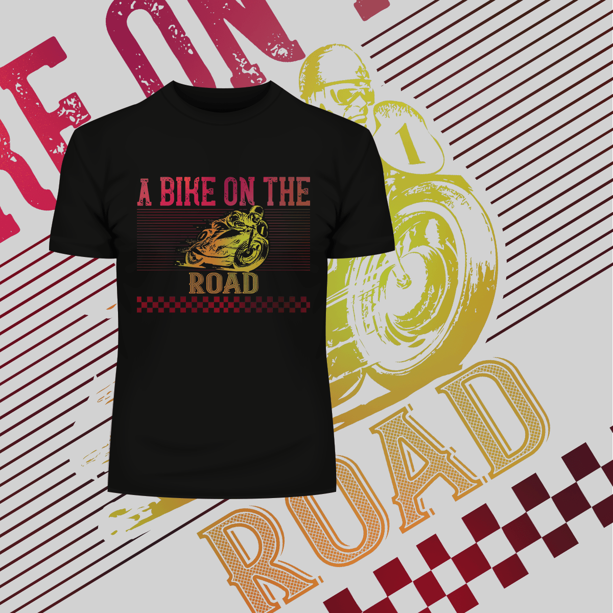 A Bike On The Road Crew Neck T-Shirt For Biking Minds - Kuzi Tees
