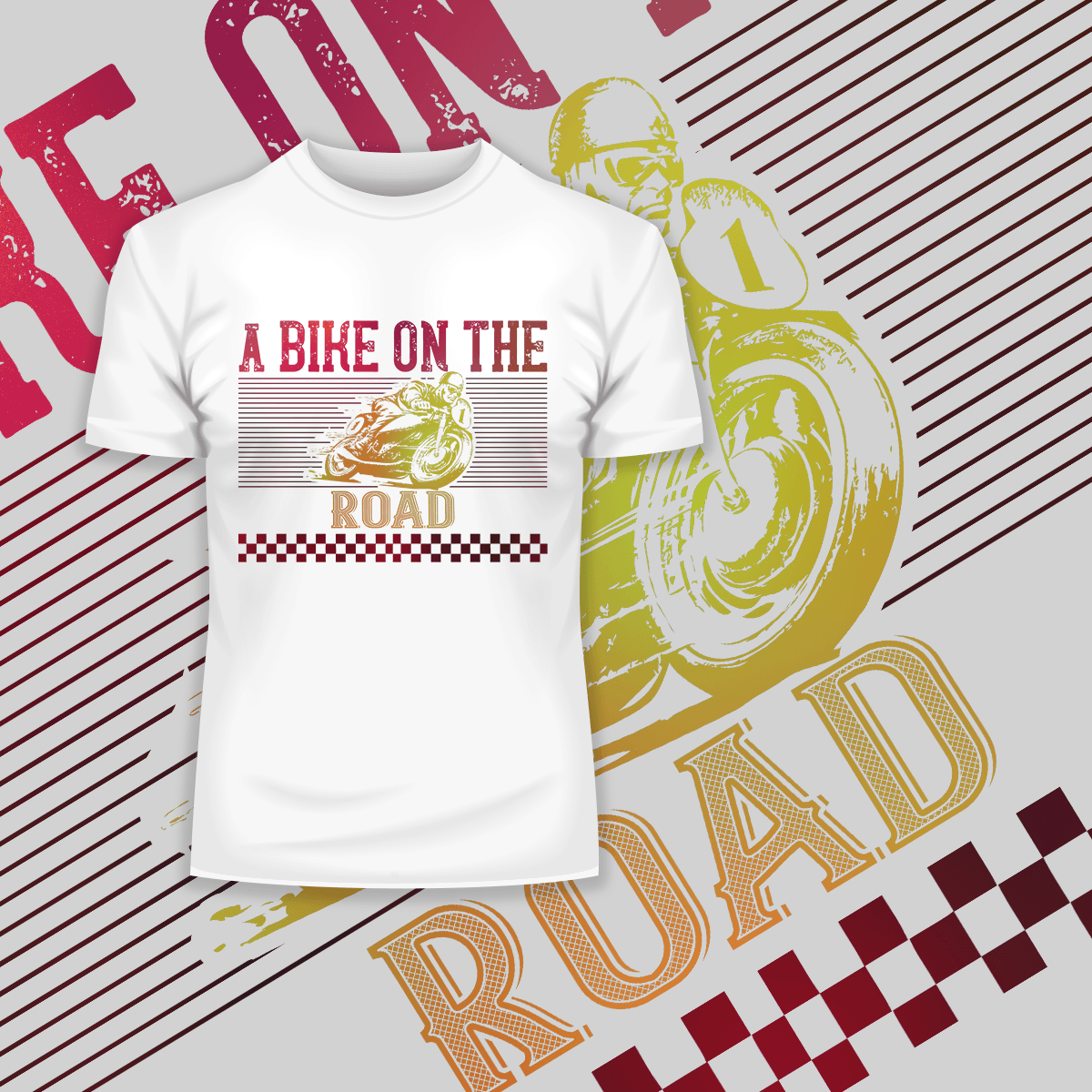 A Bike On The Road Crew Neck T-Shirt For Biking Minds - Kuzi Tees