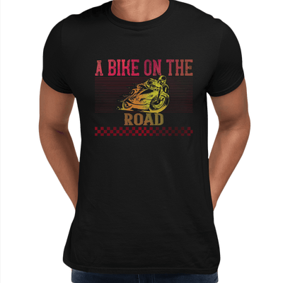 A Bike On The Road Crew Neck T-Shirt For Biking Minds - Kuzi Tees