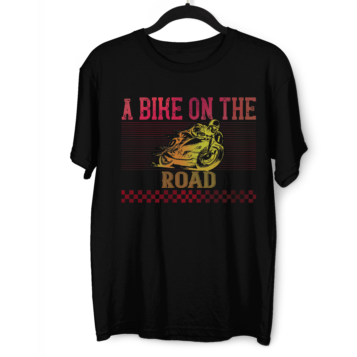 A Bike On The Road Crew Neck T-Shirt For Biking Minds - Kuzi Tees