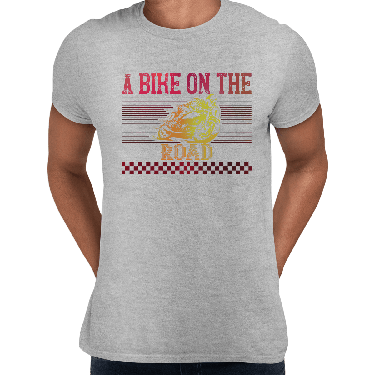 A Bike On The Road Crew Neck T-Shirt For Biking Minds - Kuzi Tees