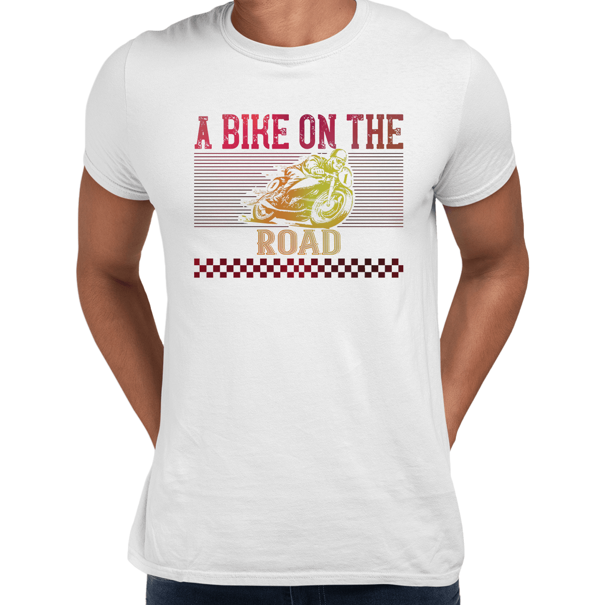 A Bike On The Road Crew Neck T-Shirt For Biking Minds - Kuzi Tees