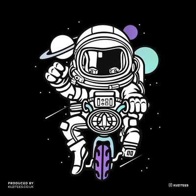 Astronaut on the bike in the Space Amazing Retro Vintage Crew Neck T-shirt & Tank Top - Kuzi Tees