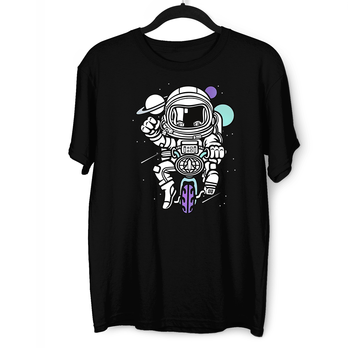 Astronaut on the bike in the Space Amazing Retro Vintage Crew Neck T-shirt & Tank Top - Kuzi Tees