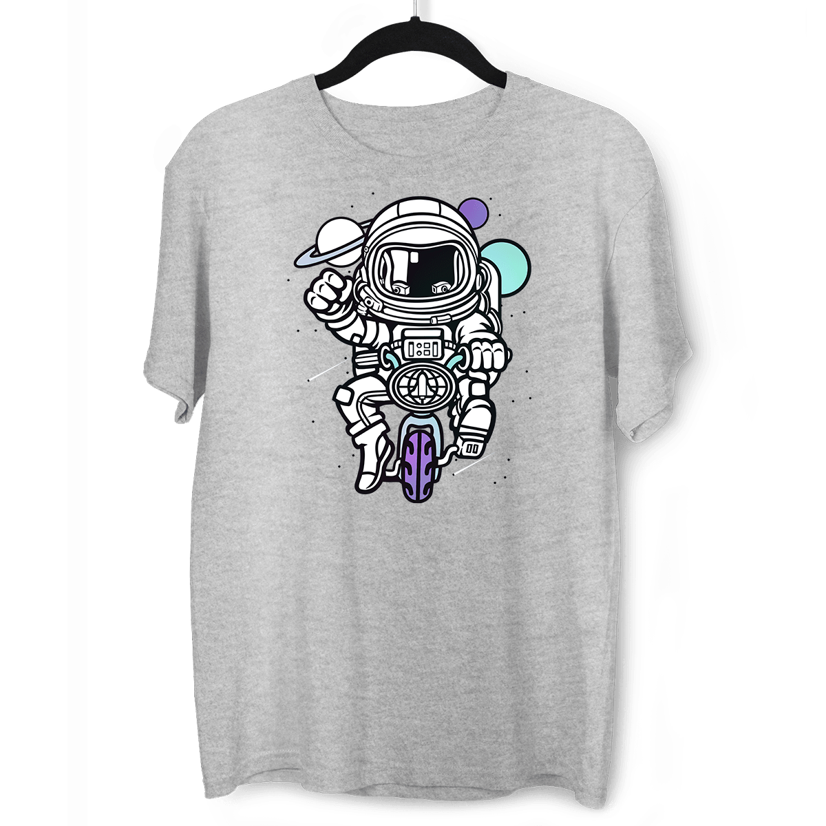 Astronaut on the bike in the Space Amazing Retro Vintage Crew Neck T-shirt & Tank Top - Kuzi Tees